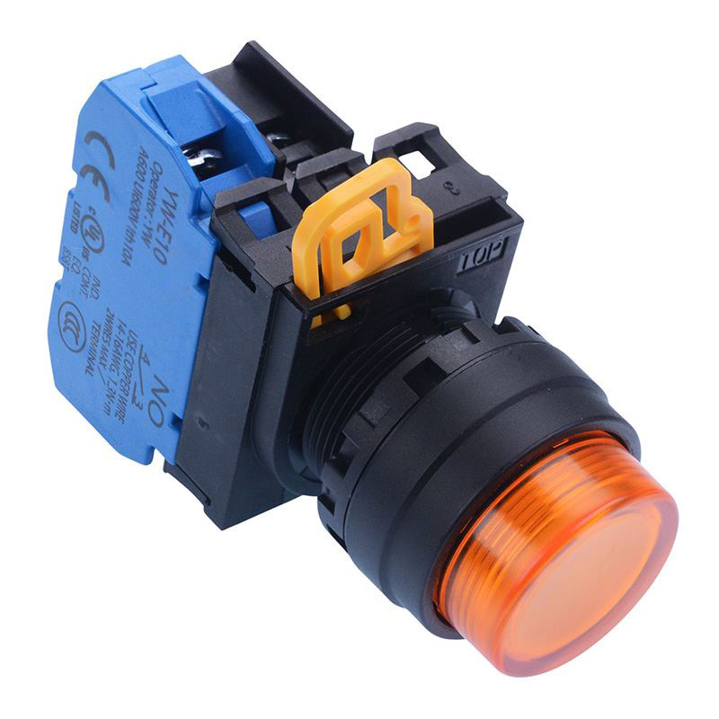 Amber 12V illuminated 22mm Maintained Push Button Switch NO IP65 YW1L-A2E10Q3A