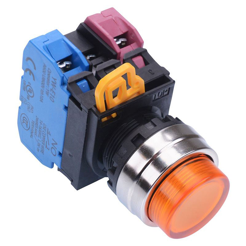 Amber 24V illuminated 22mm Metal Bezel Momentary Push Button Switch 1NO-1NC IP65 YW4L-M2E11Q4A