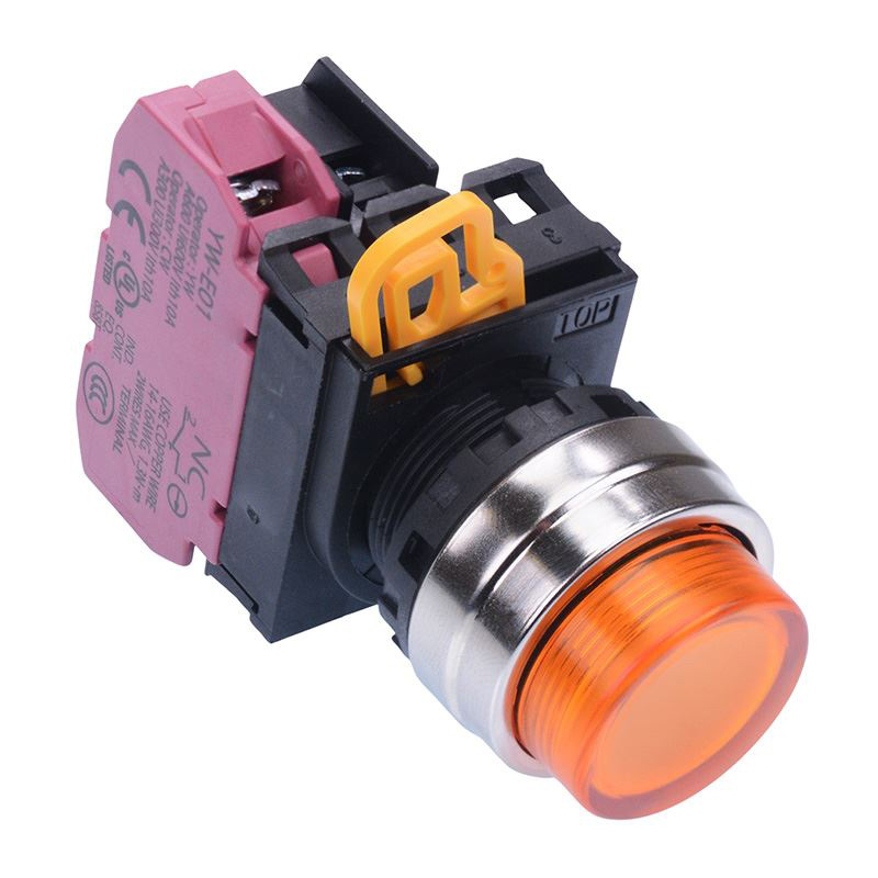 Amber 24V illuminated 22mm Metal Bezel Momentary Push Button Switch NC IP65 YW4L-M2E01Q4A