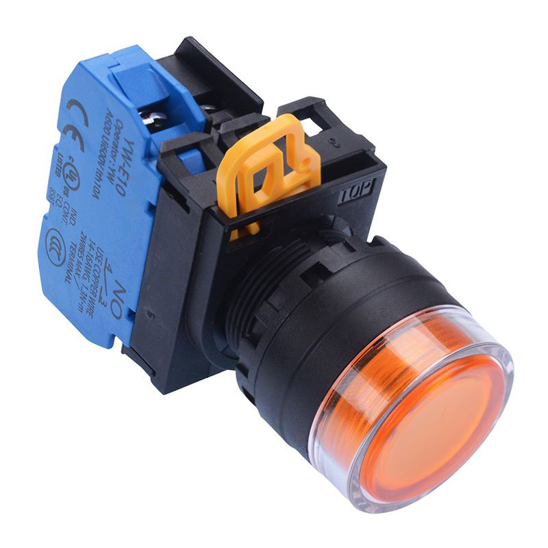 Amber 24V illuminated 22mm Momentary Shrouded Push Button Switch NO IP65 YW1L-MF2E10Q4A