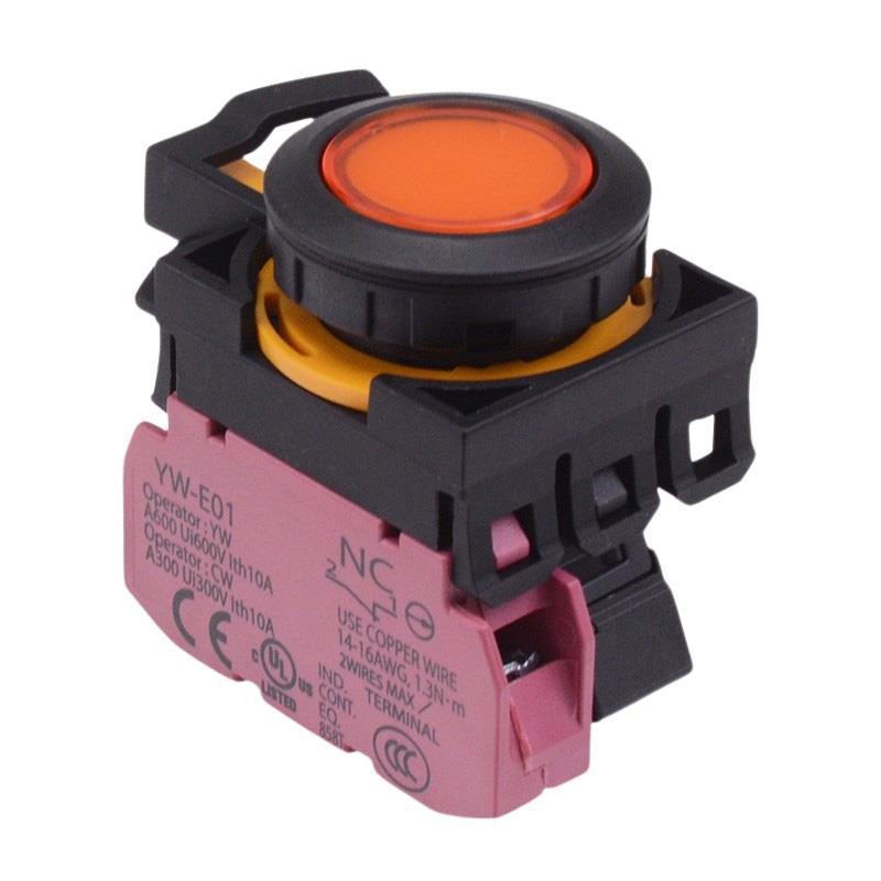 CW1L-A1E01Q3A Amber 12V illuminated Maintained Push Button Switch 1NC IP65