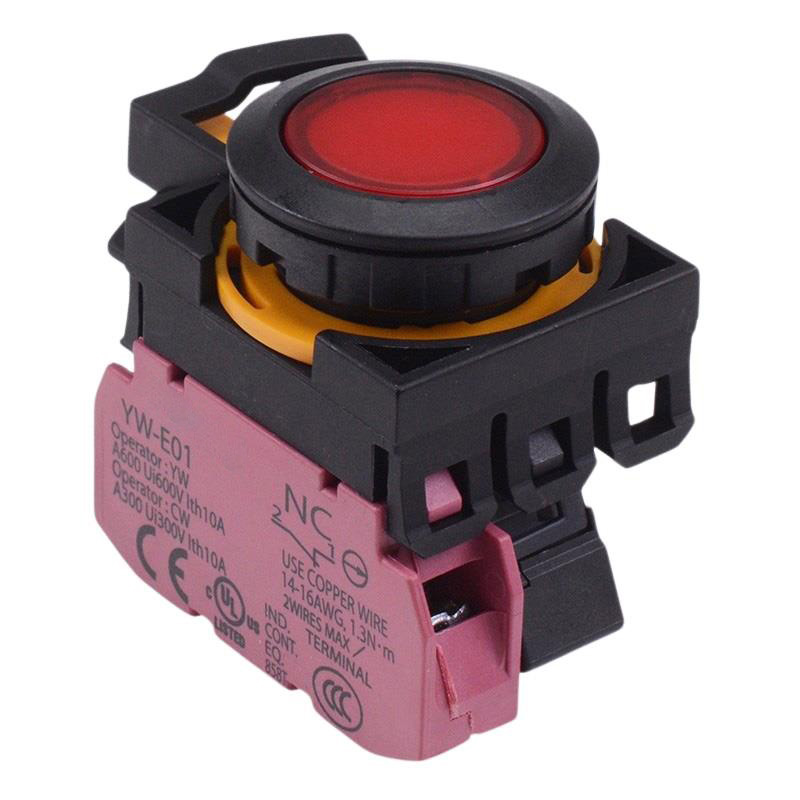 CW1L-A1E01Q3R Red 12V illuminated Maintained Push Button Switch 1NC IP65