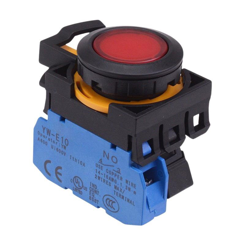 CW1L-A1E10Q3R Red 12V illuminated Maintained Push Button Switch 1NO IP65