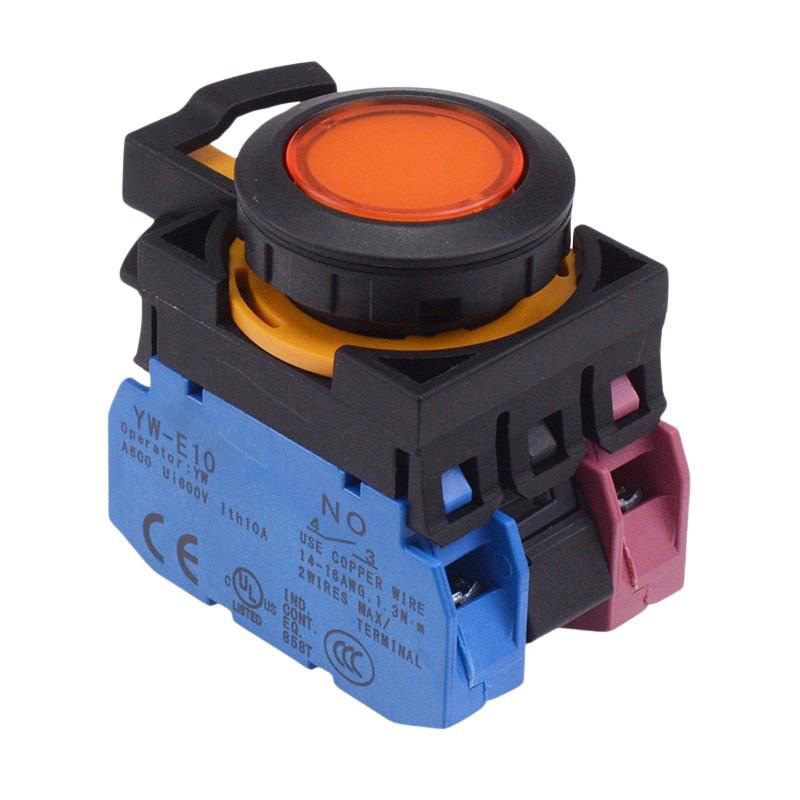CW1L-A1E11Q3A Amber 12V illuminated Maintained Push Button Switch 1NO-1NC IP65