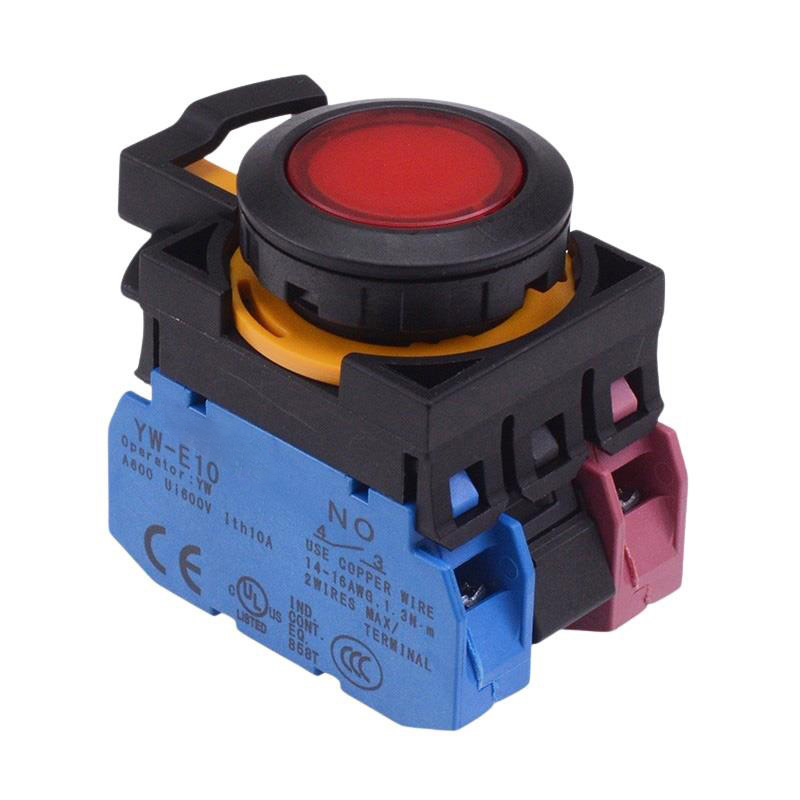 CW1L-A1E11Q4R Red 24V illuminated Maintained Push Button Switch 1NO-1NC IP65
