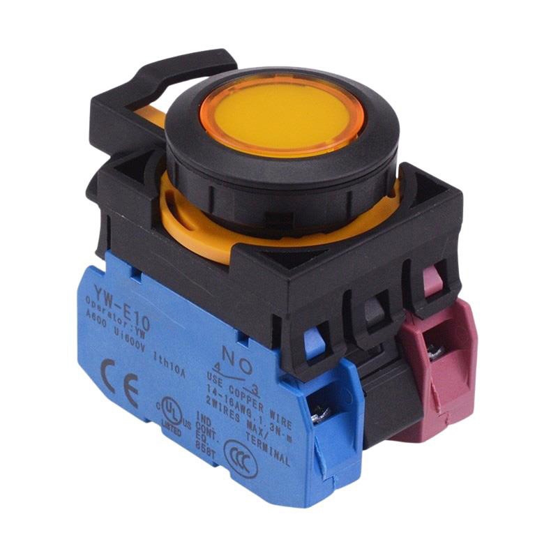 CW1L-A1E11Q4Y Yellow 24V illuminated Maintained Push Button Switch 1NO-1NC IP65