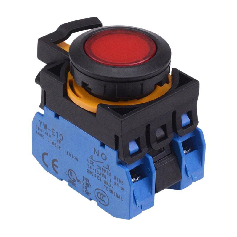 CW1L-A1E20Q3R Red 12V illuminated Maintained Push Button Switch 2NO IP65