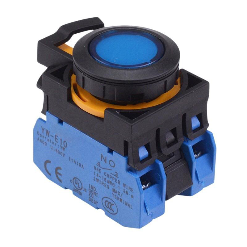 CW1L-M1E20Q4S Blue 24V illuminated Momentary Push Button Switch 2NO IP65