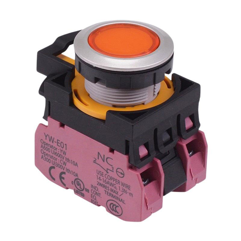 CW4L-A1E02Q3A Amber 12V illuminated Maintained Push Button Switch 2NC IP65