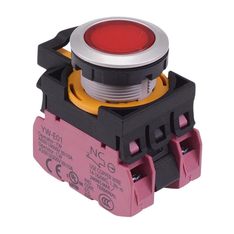 CW4L-A1E02Q3R Red 12V illuminated Maintained Push Button Switch 2NC IP65