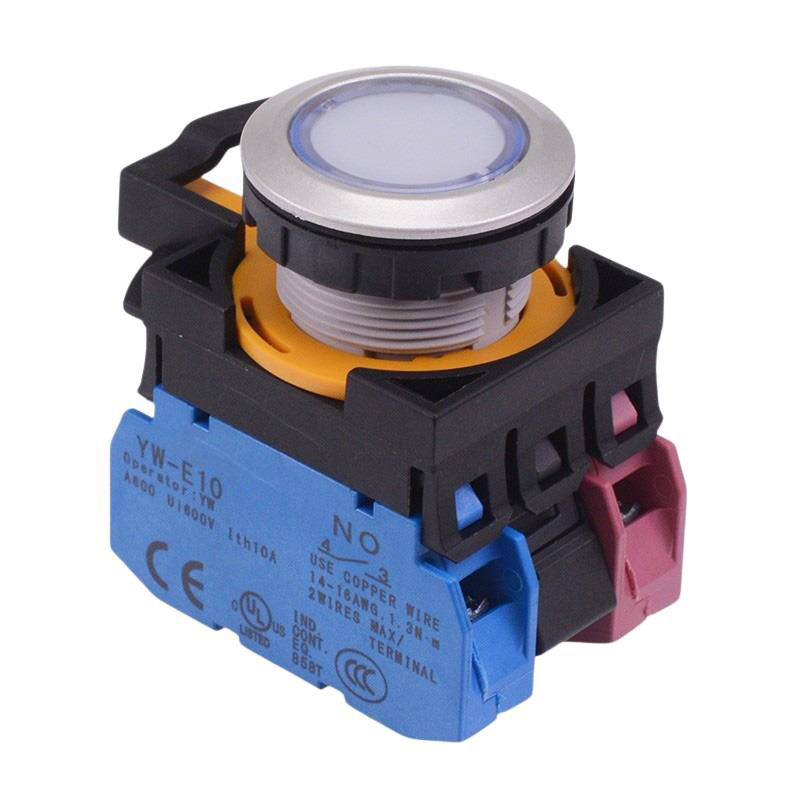 CW4L-A1E11Q3PW White 12V illuminated Maintained Push Button Switch 1NO-1NC IP65