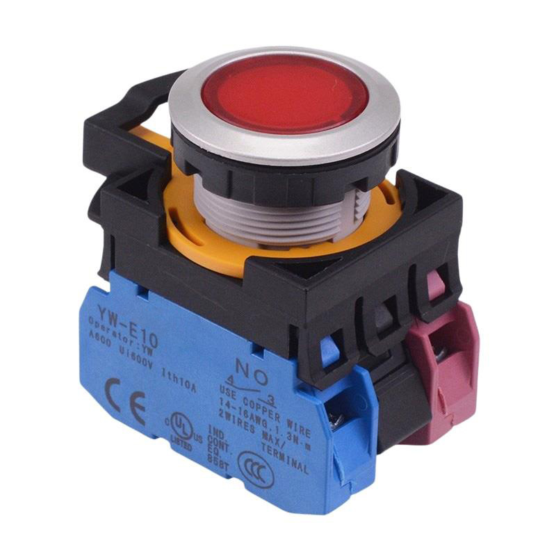 CW4L-A1E11Q3R Red 12V illuminated Maintained Push Button Switch 1NO-1NC IP65