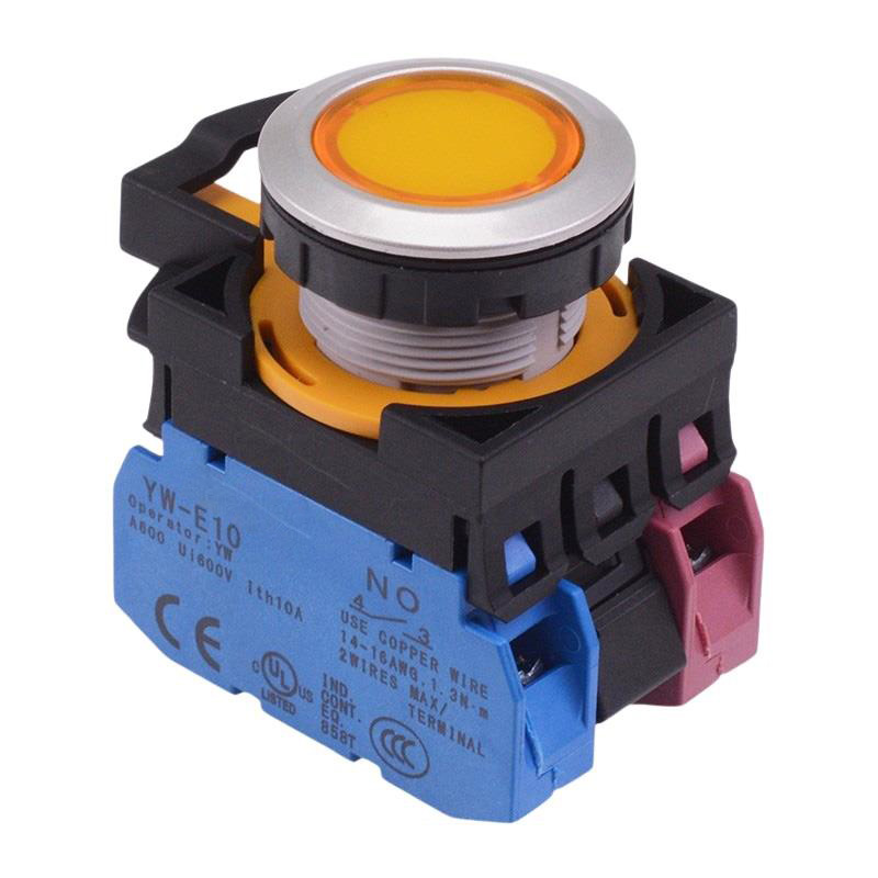 CW4L-A1E11Q3Y Yellow 12V illuminated Maintained Push Button Switch 1NO-1NC IP65