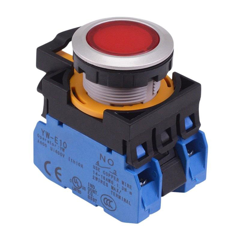 CW4L-A1E20Q3R Red 12V illuminated Maintained Push Button Switch 2NO IP65