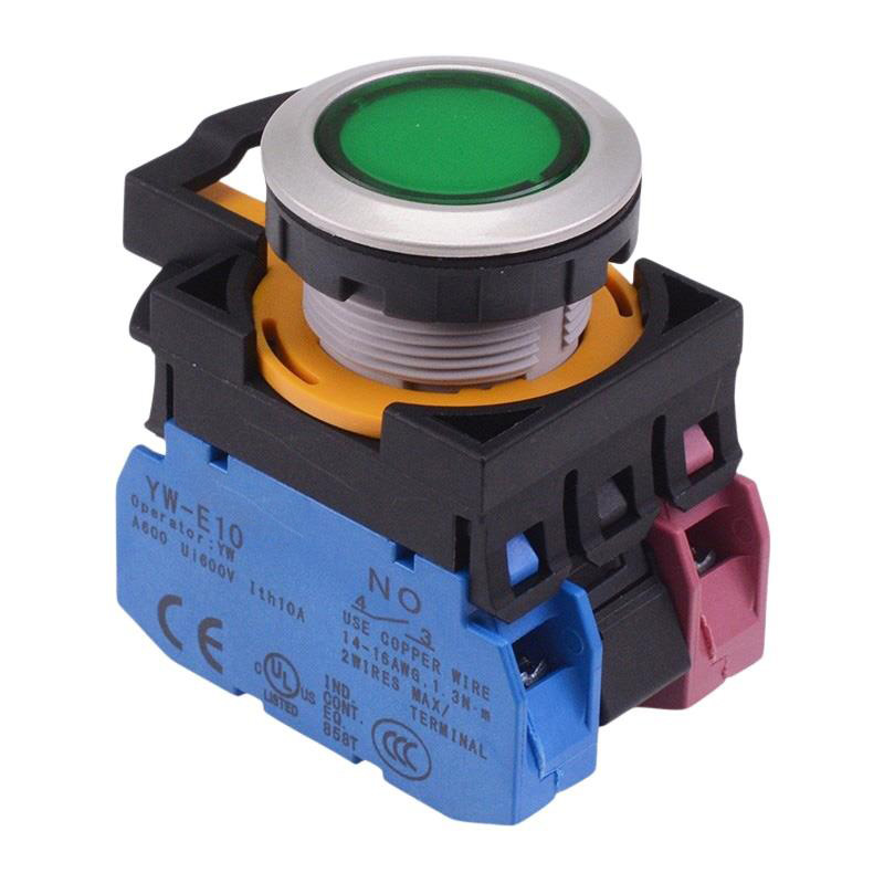 CW4L-M1E11Q4G Green 24V illuminated Metallic Momentary Push Button Switch 1NO-1NC IP65