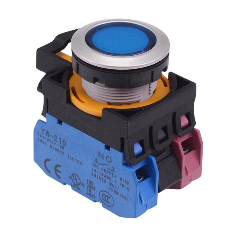 CW4L-M1E11Q4S Blue 24V illuminated Metallic Momentary Push Button Switch 1NO-1NC IP65