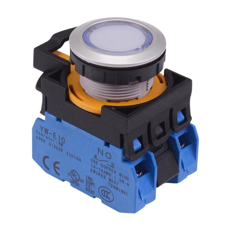CW4L-M1E20Q3PW White 12V illuminated Metallic Momentary Push Button Switch 2NO IP65