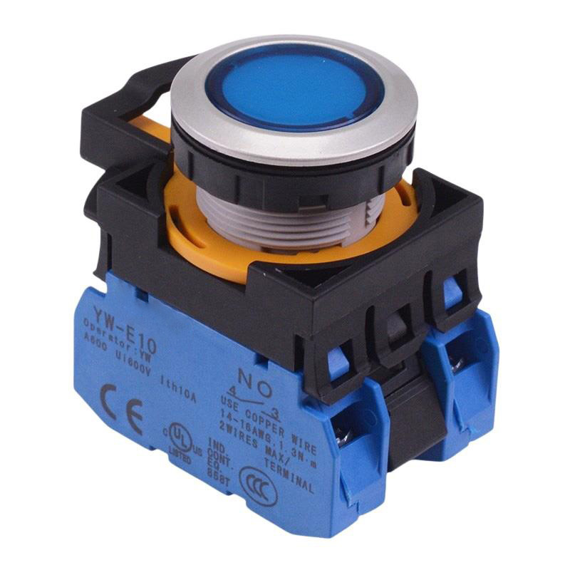 CW4L-M1E20Q4S Blue 24V illuminated Metallic Momentary Push Button Switch 2NO IP65