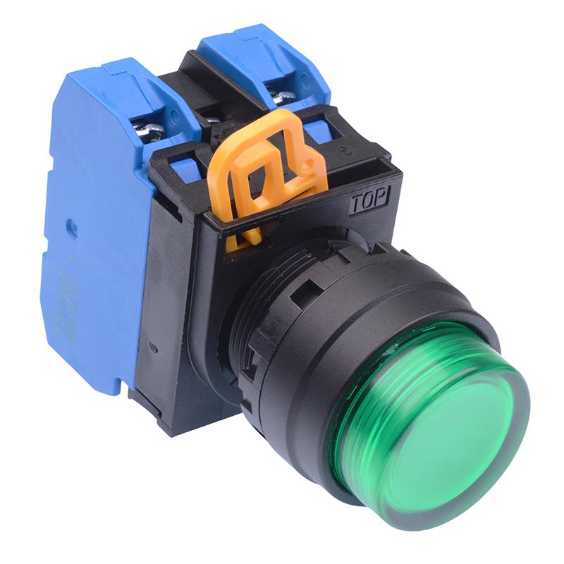 Green 12V illuminated 22mm Maintained Push Button Switch 2NO IP65 YW1L-A2E20Q3G