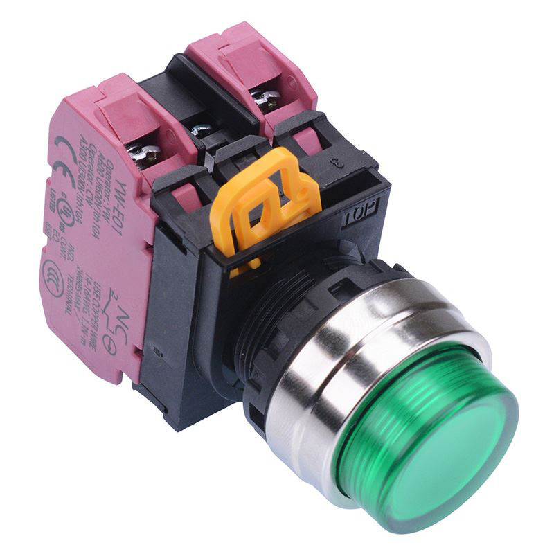 Green 12V illuminated 22mm Metal Bezel Momentary Push Button Switch 2NC IP65 YW4L-M2E02Q3G