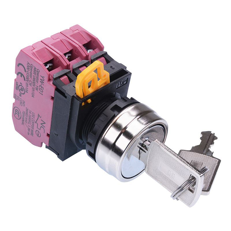 22mm Metal Bezel 2 Position Maintained Key Switch 3NC IP65 YW4K-2AE03