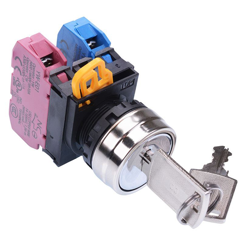 22mm Metal Bezel 3 Position Maintained Key Switch 1NO-1NC IP65 YW4K-3AE11N1