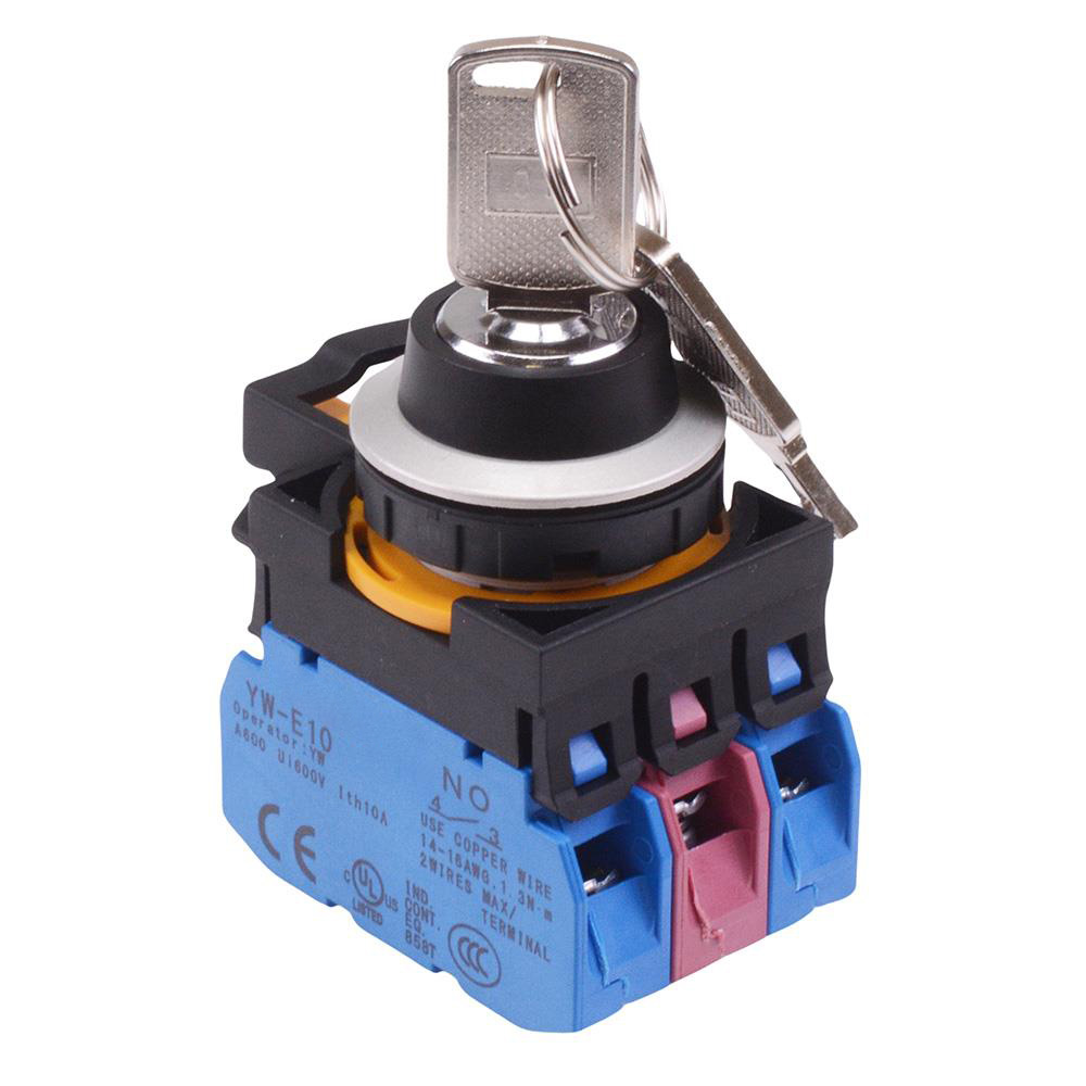 CW4K-3AE21N1 3 Position Metallic Maintained Key Switch 2NO-1NC IP65