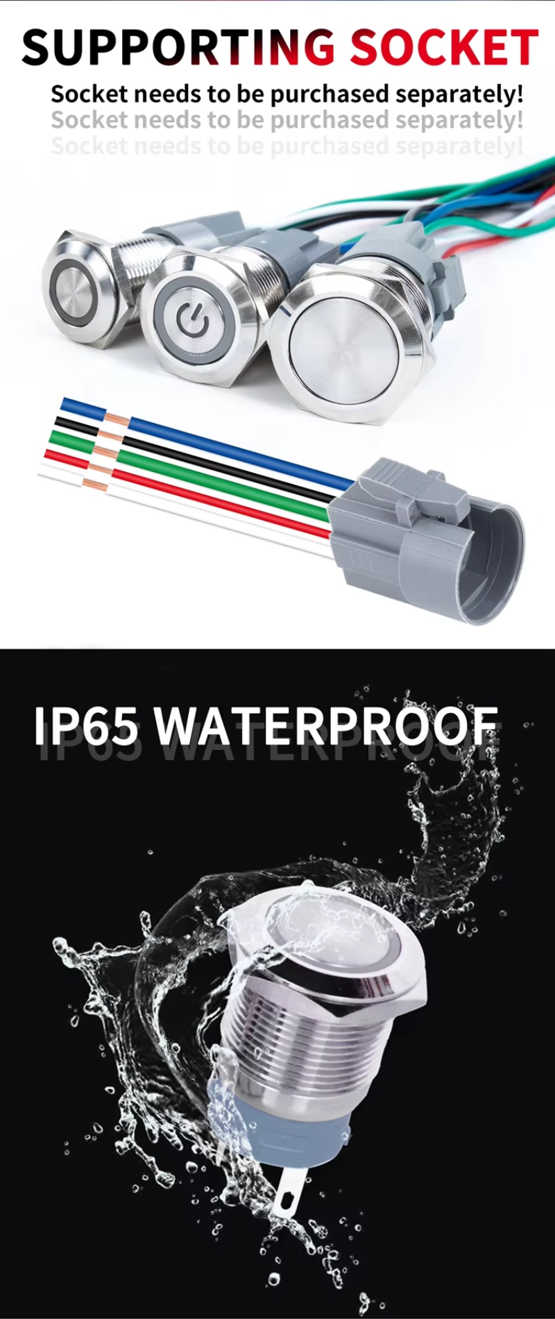 Industrial Push Button Switches 16mm 19mm 22mm 25mm 30mm 40mm Metal Waterproof Latching Momentary