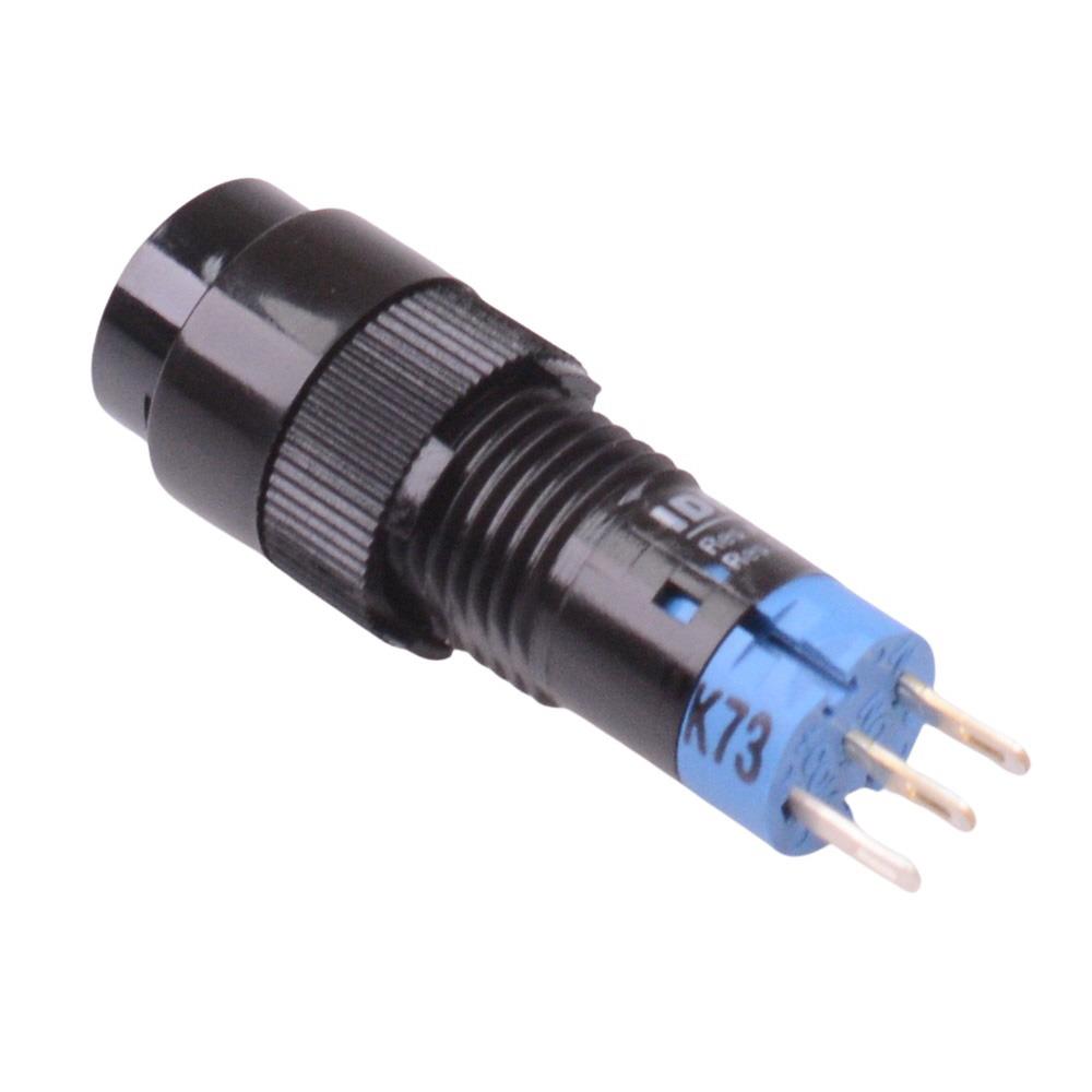 AB1M-A1B Black 10mm Latching Round Push Button Switch IP40 SPDT