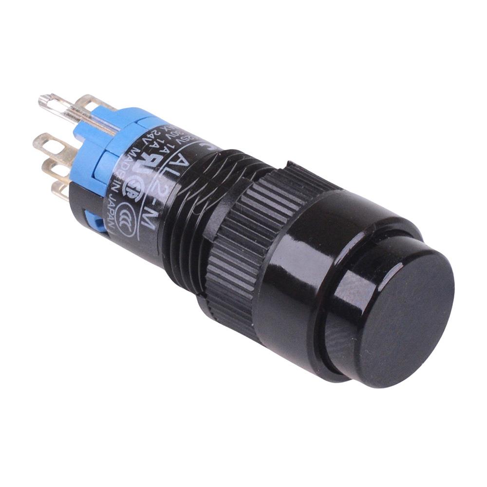 AB2M-M2PB Black 12mm Momentary Round Push Button Switch IP65 DPDT