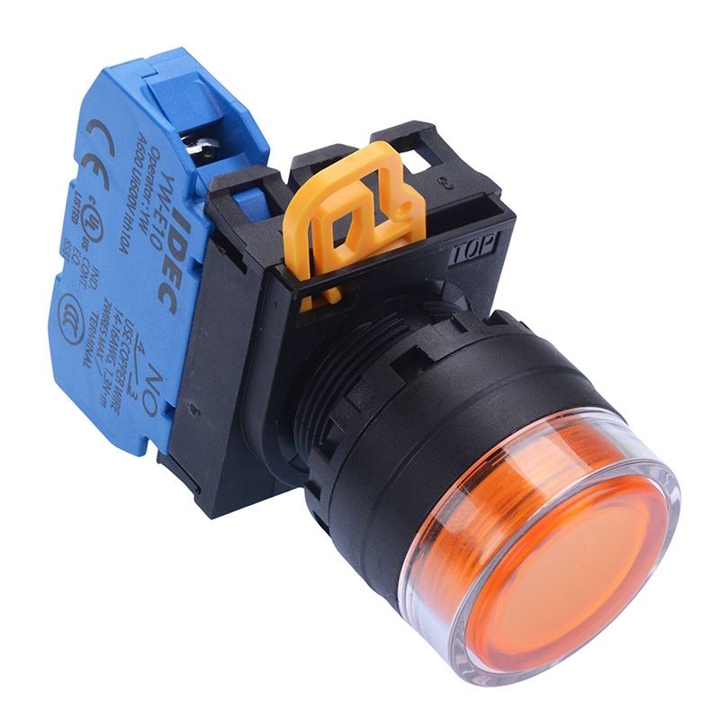 Amber 22mm Maintained Shrouded Push Button Switch NO IP65 YW1L-AF2E10Q0A