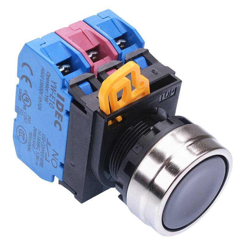 Black 22mm Metal Bezel Maintained Push Button Switch 2NO-1NC IP65 YW4B-A1E21B