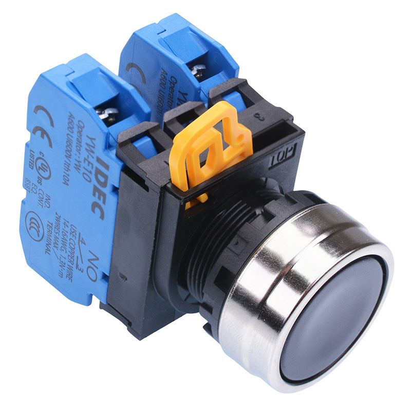 Black 22mm Metal Bezel Maintained Push Button Switch 2NO IP65 YW4B-A1E20B