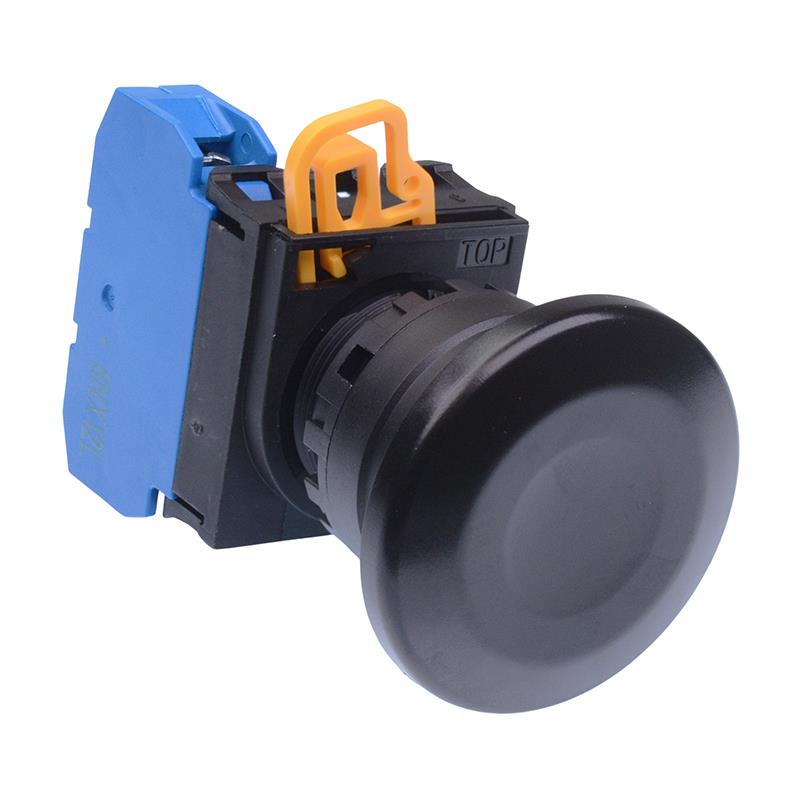 Black 22mm Mushroom Momentary Push Button Switch NO IP65 YW1B-M4E10B