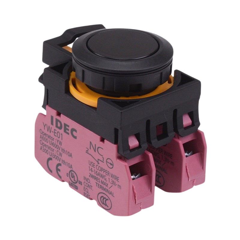 CW1B-M1E02B Black Momentary Push Button Switch 2NC IP65