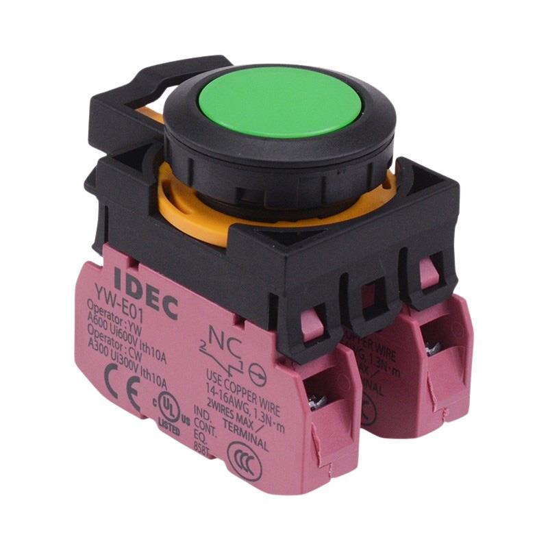 CW1B-M1E02G Green Momentary Push Button Switch 2NC IP65