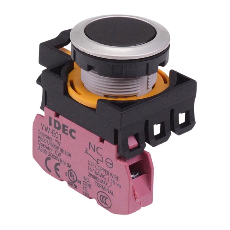 CW4B-A1E01B Black Metallic Maintained Push Button Switch 1NC IP65