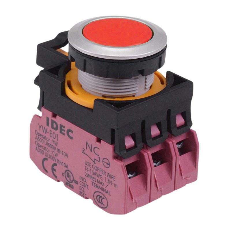 CW4B-A1E03R Red Metallic Maintained Push Button Switch 3NC IP65
