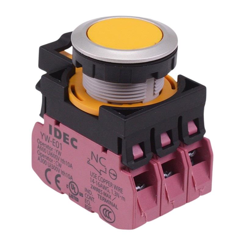 CW4B-A1E03Y Yellow Metallic Maintained Push Button Switch 3NC IP65