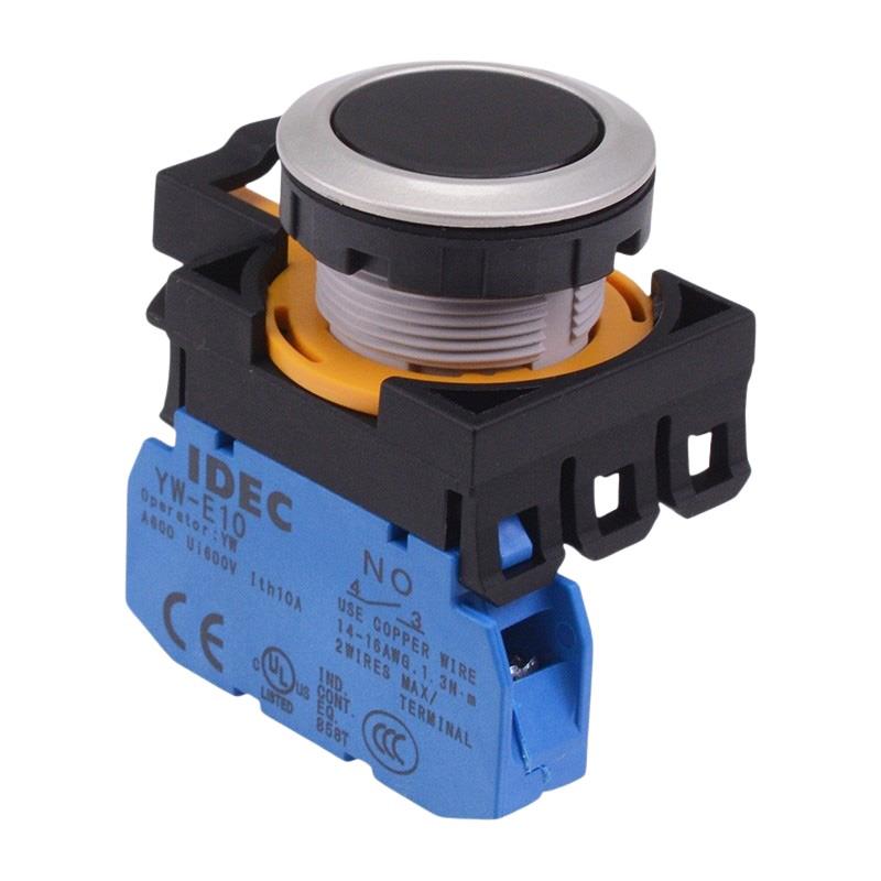 CW4B-A1E10B Black Metallic Maintained Push Button Switch 1NO IP65