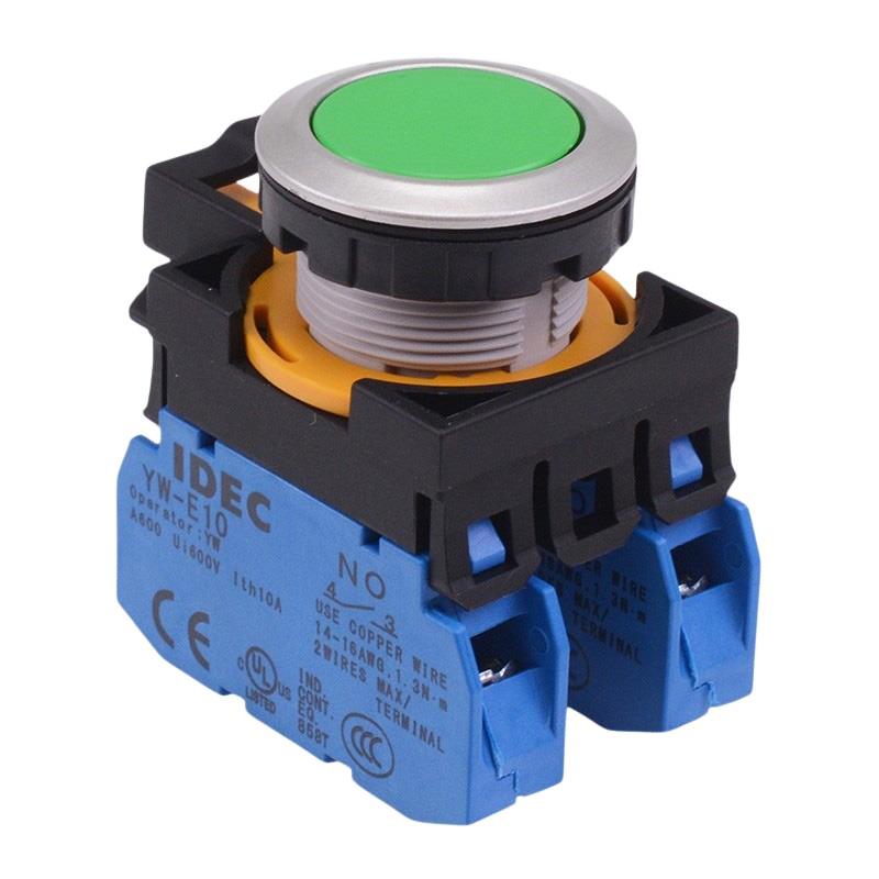 CW4B-A1E20G Green Metallic Maintained Push Button Switch 2NO IP65