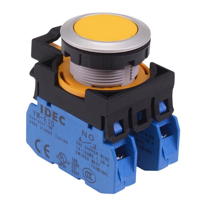 CW4B-A1E20Y Yellow Metallic Maintained Push Button Switch 2NO IP65