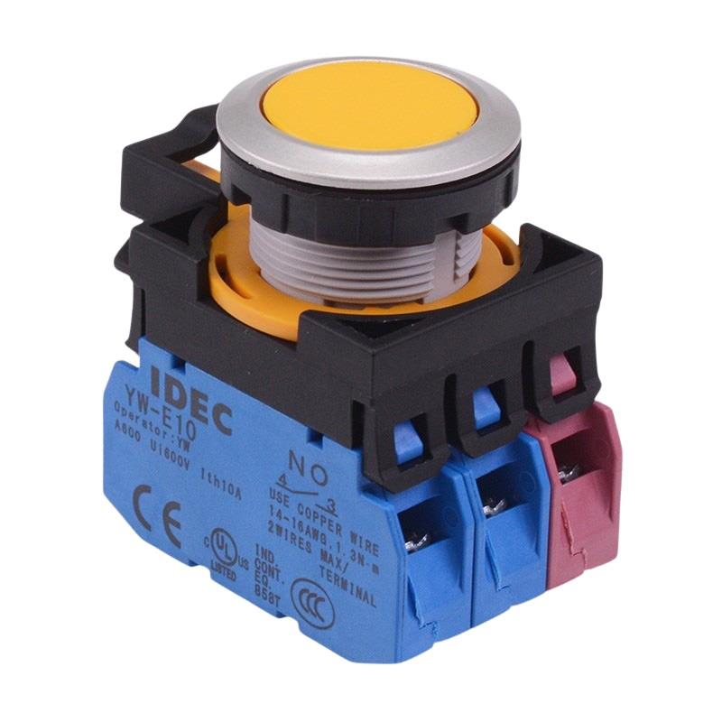 CW4B-A1E21Y Yellow Metallic Maintained Push Button Switch 2NO-1NC IP65