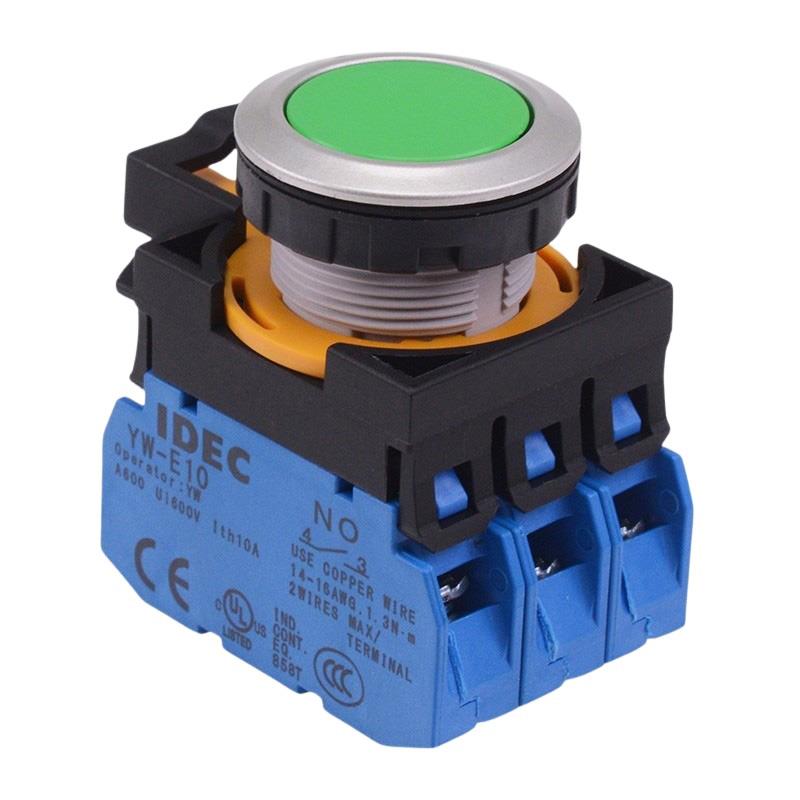 CW4B-A1E30G Green Metallic Maintained Push Button Switch 3NO IP65