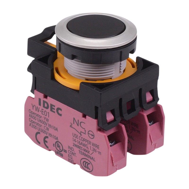 CW4B-M1E02B Black Metallic Momentary Push Button Switch 2NC IP65