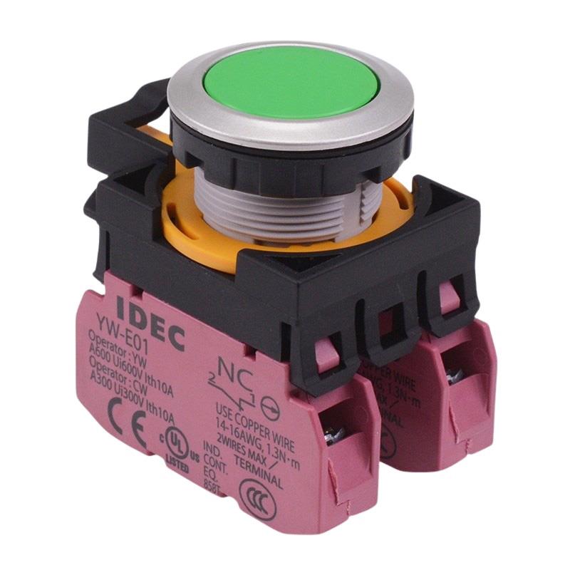 CW4B-M1E02G Green Metallic Momentary Push Button Switch 2NC IP65