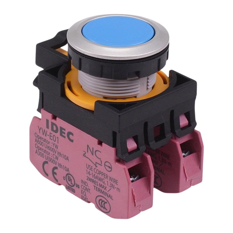 CW4B-M1E02S Blue Metallic Momentary Push Button Switch 2NC IP65