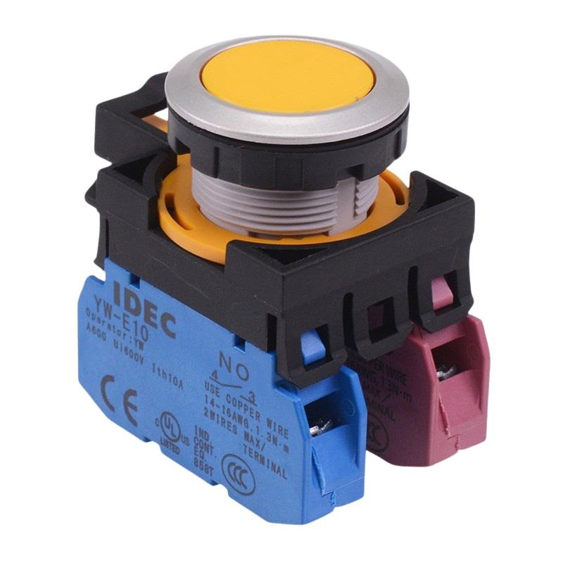 CW4B-M1E11Y Yellow Metallic Momentary Push Button Switch 1NO-1NC IP65