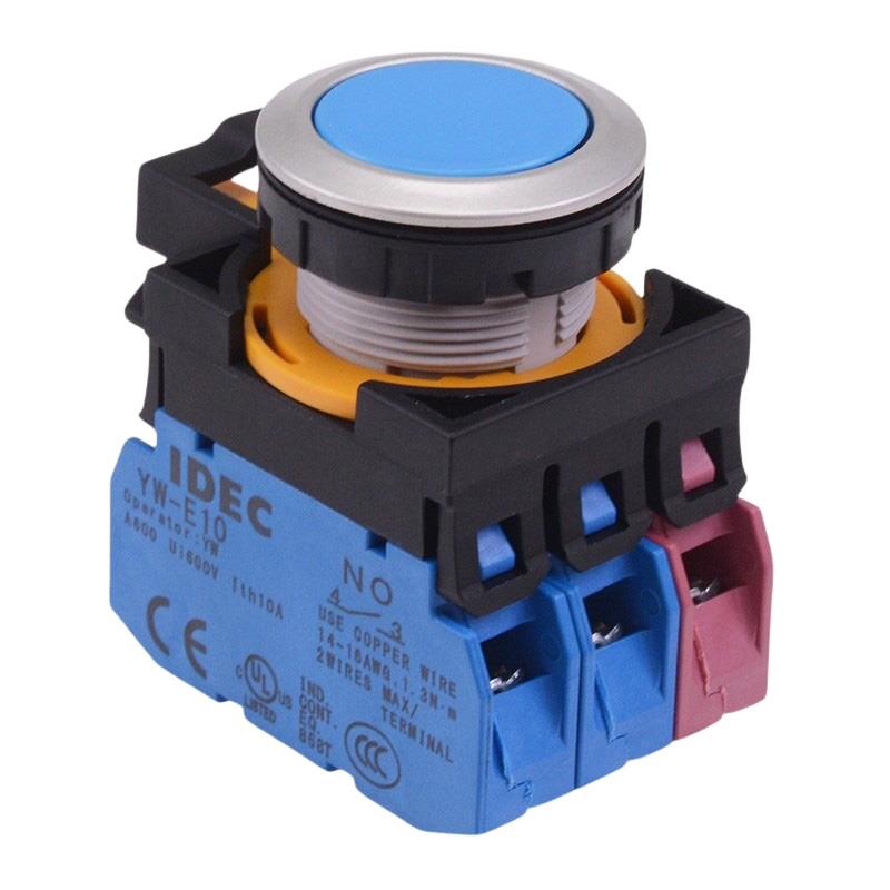 CW4B-M1E21S Blue Metallic Momentary Push Button Switch 2NO-1NC IP65