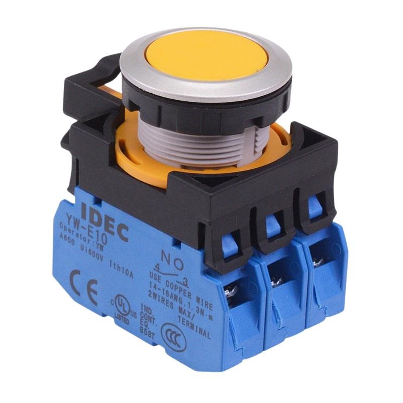CW4B-M1E30Y Yellow Metallic Momentary Push Button Switch 3NO IP65